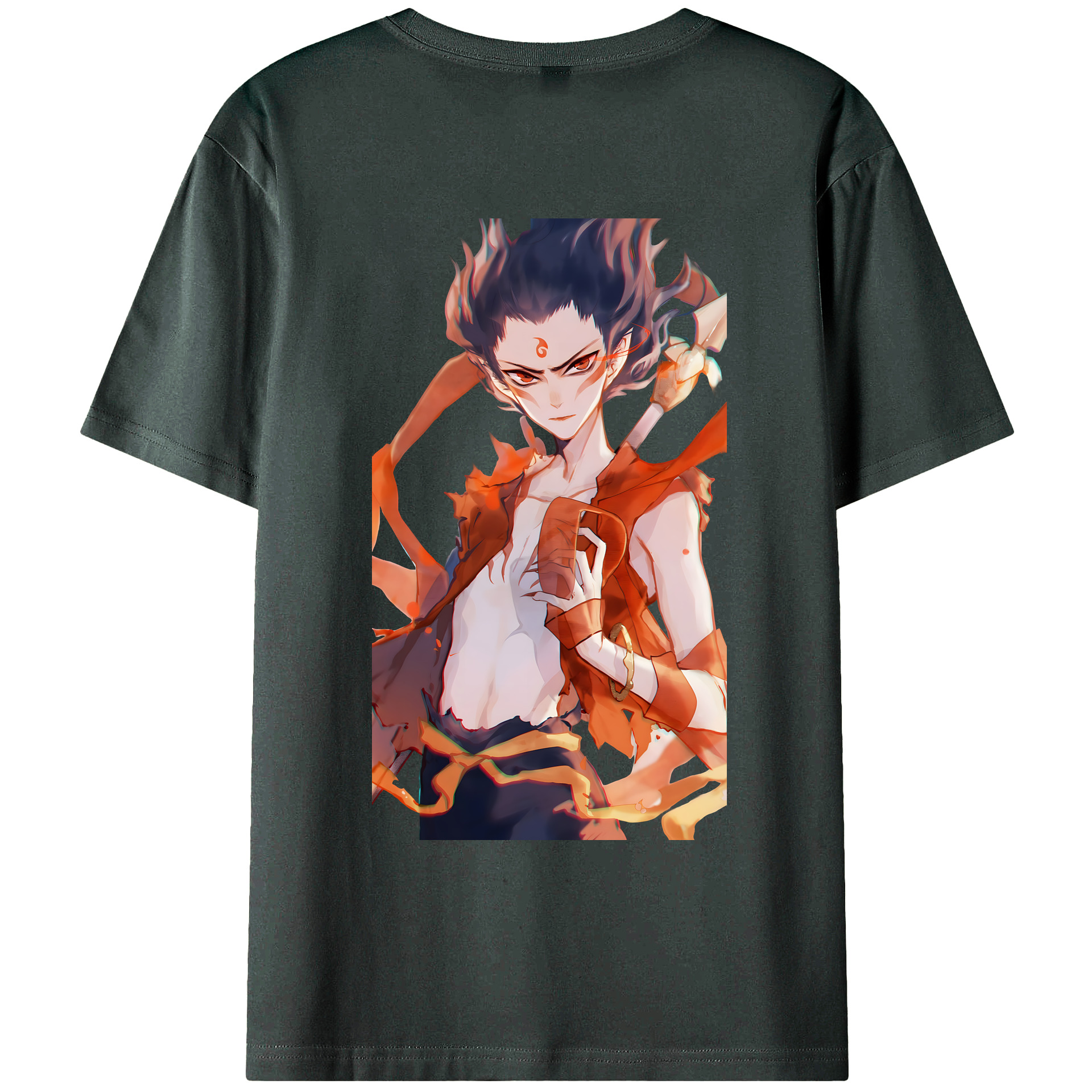 （画像用） Ne Zha 2 ナタ 魔童の大暴れ 綿100％ メンズ半袖Tシャツ（バックプリント） 通気性